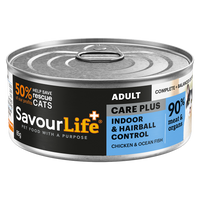 SavourLife CarePlus Indoor & Hairball Control Chicken & Ocean Fish Adult Cat Food 85g