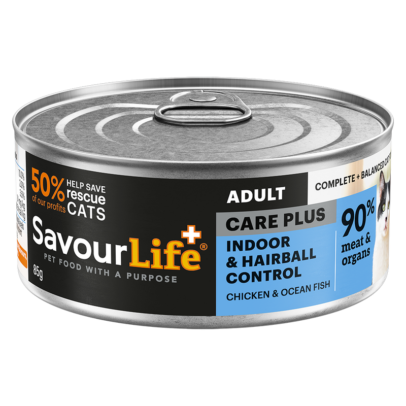 SavourLife CarePlus Indoor & Hairball Control Chicken & Ocean Fish Adult Cat Food 85g