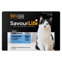 SavourLife CarePlus Indoor & Hairball Control Chicken & Ocean Fish Adult Cat Food 85g